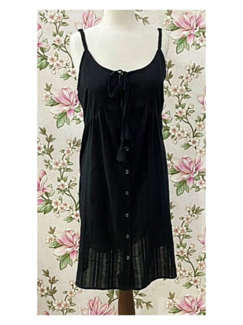 SoieRose Vintage Black Cotton Chemise Victorian Nightgown- SR-1304
